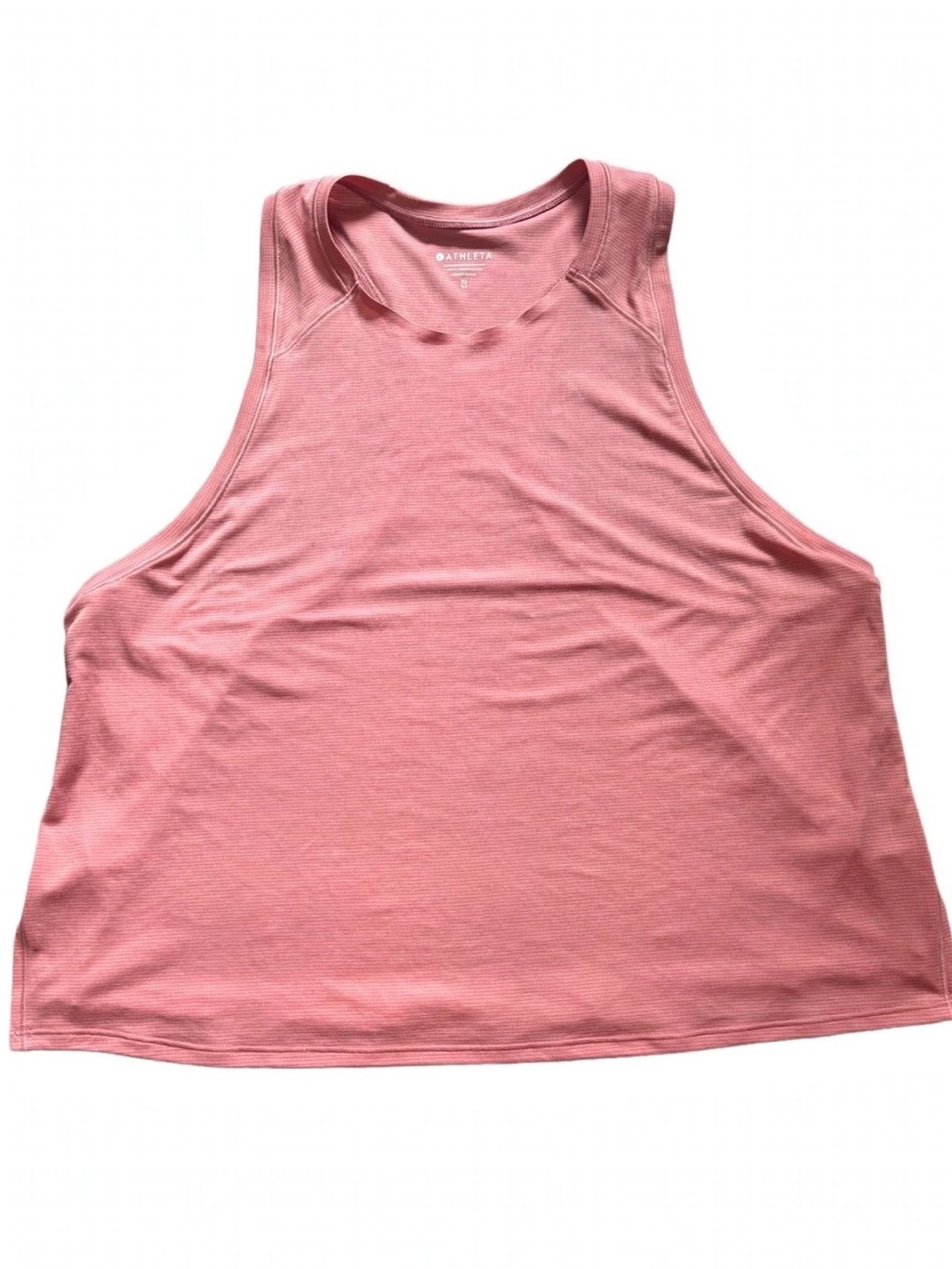Athleta Coral Pink Crop Racerback Tank Top Size XL Side Slit